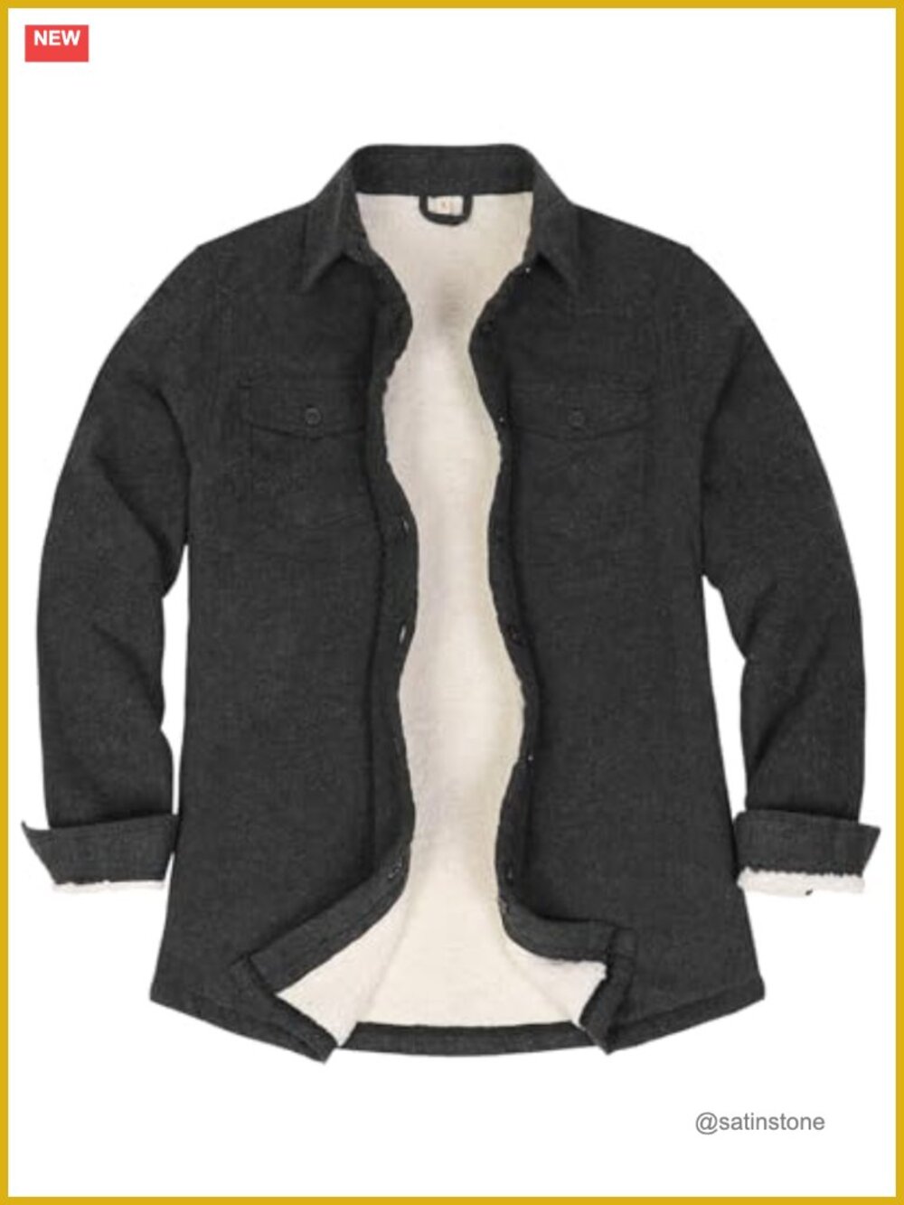 Sherpa Lined Flannel Jacket with Hand Pockets Button Down Shirt Jacket